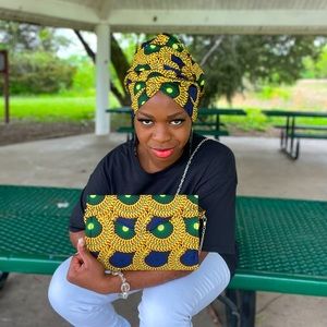 Ankara Head wrap and Clutch Matching Set